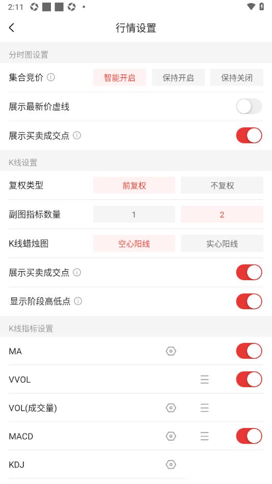 中金财富app设置k线显示阶段高低点的方法