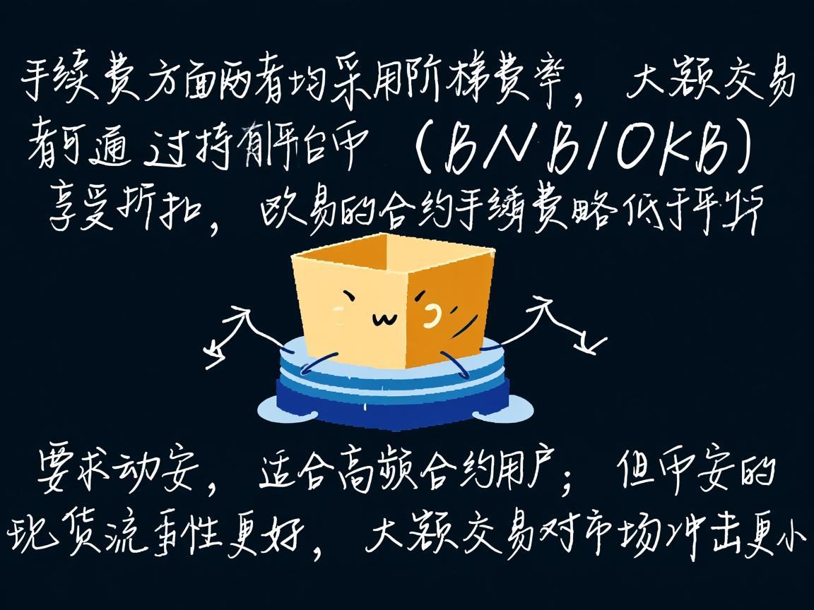 手续费方面，两者均采用阶梯费率，大额交易者可通过持有平台币（BNB/OKB）享受折扣，欧易的合约手续费略低于币安，适合高频合约用户；但币安的现货流动性更好，大额交易对市场冲击更小