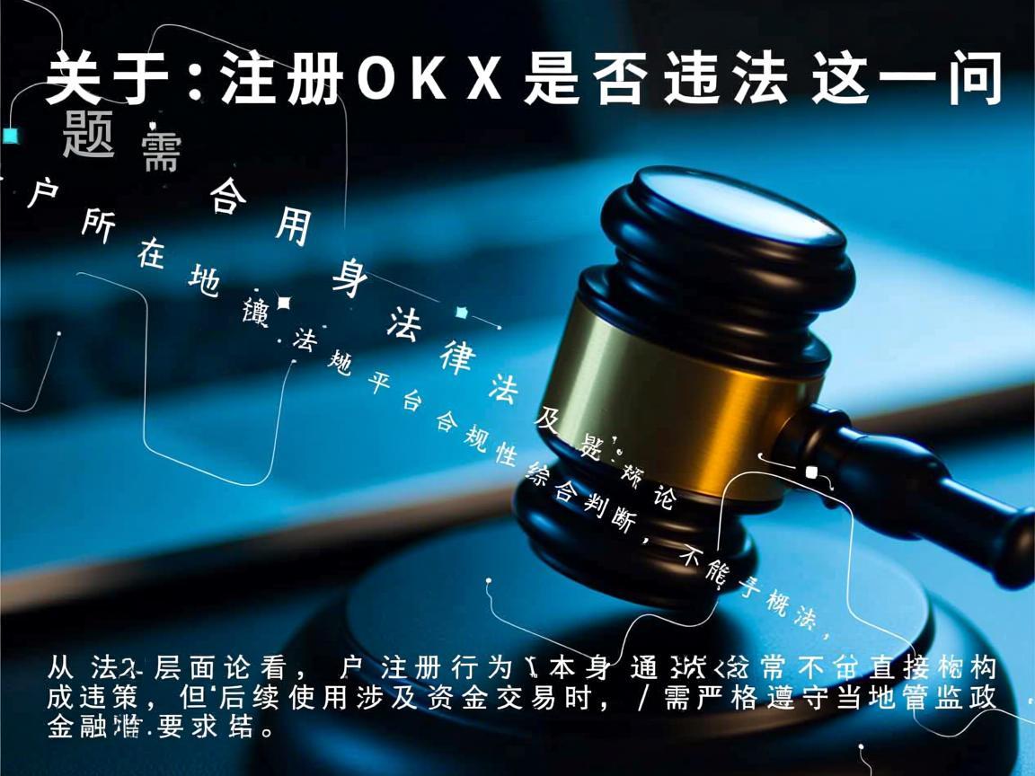 关于注册OKX是否违法这一问题，需结合用户所在地法律法规及平台合规性综合判断，不能一概而论。从法律层面看，注册行为本身通常不直接构成违法，但后续使用涉及资金交易时，需严格遵守当地监管政策