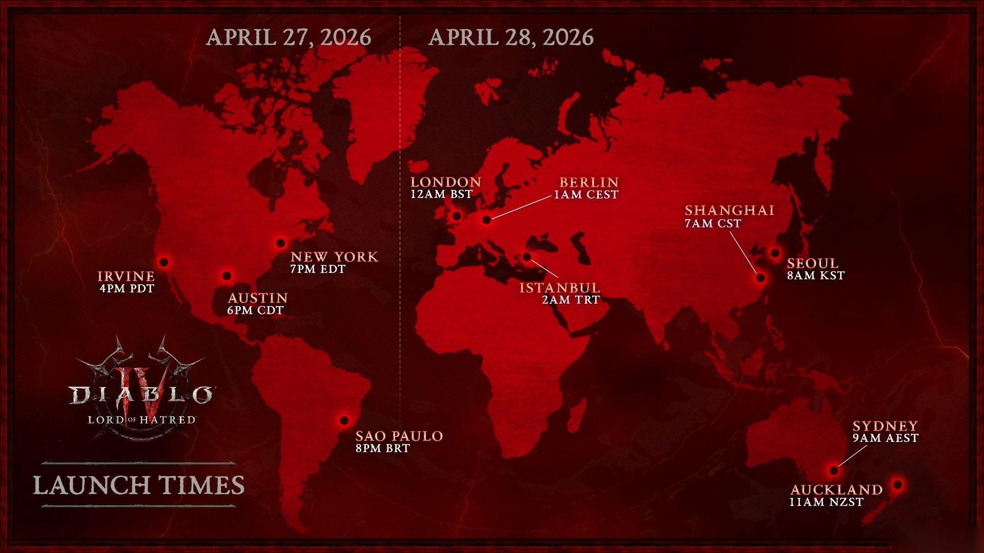 Diablo 4: Lord of Hatred 在您所在时区的解锁时间是几点