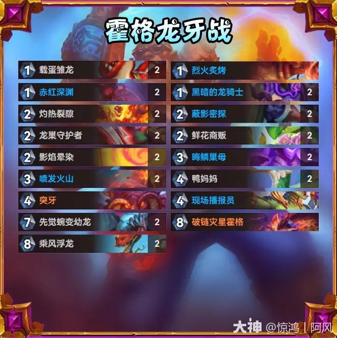 炉石传说逃离紫罗兰监狱霍格龙牙战卡组推荐